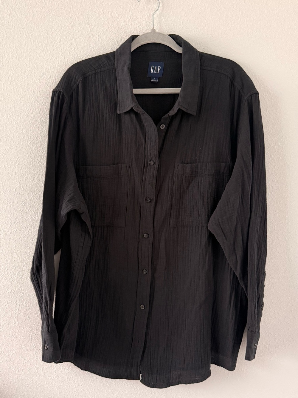 GAP Black Lightweight Button-Front Shirt Jacket